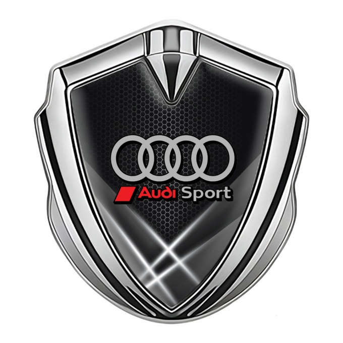 Audi Emblem Car Badge Silver Grey Hex Light Effect Sport Rings