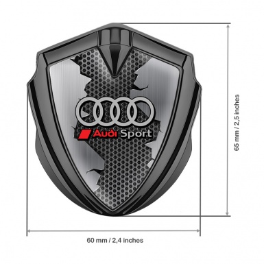 Audi Bodyside Domed Emblem Graphite Broken Steel Dark Hex Edition