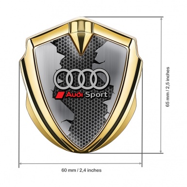 Audi Bodyside Domed Emblem Gold Broken Steel Dark Hex Edition