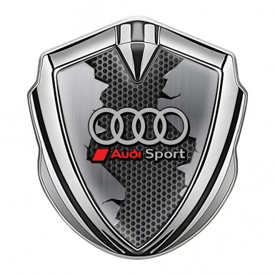 Audi Bodyside Domed Emblem Silver Broken Steel Dark Hex Edition