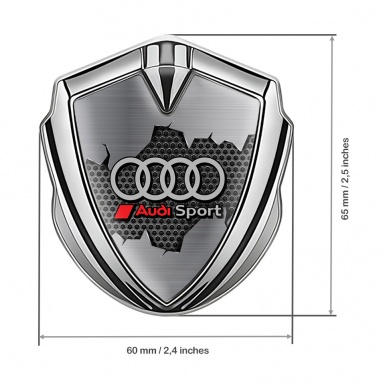 Audi Bodyside Emblem Self Adhesive Silver Torn Metal Sport Logo