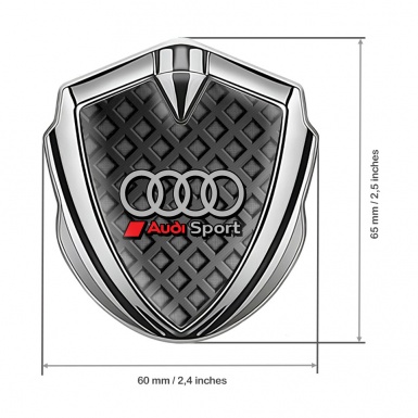 Audi Metal Emblem Self Adhesive Silver Greyscale Motif Sport Logo