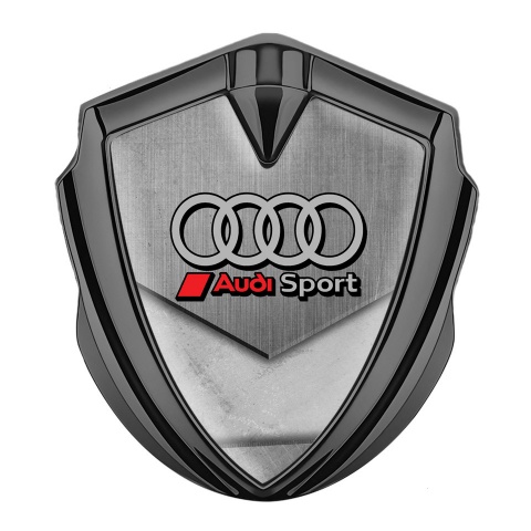 Audi Emblem Fender Badge Graphite Polished Stone Texture Classic Logo