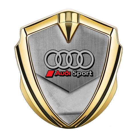 Audi Emblem Fender Badge Gold Polished Stone Texture Classic Logo