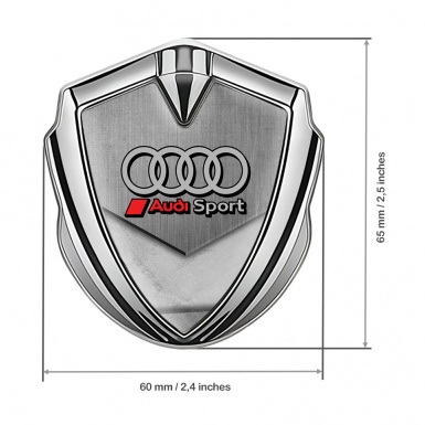 Audi Emblem Fender Badge Silver Polished Stone Texture Classic Logo