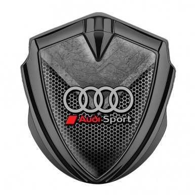 Audi Fender Emblem Badge Graphite Scratched Stone Honeycomb Design