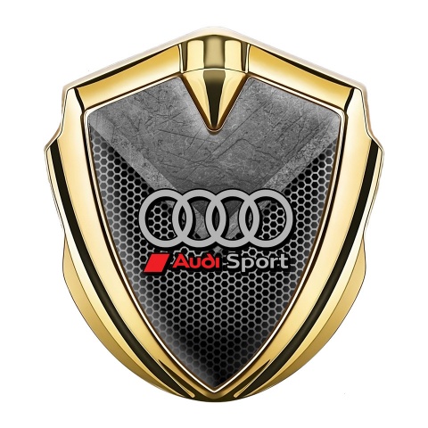 Audi Fender Emblem Badge Gold Scratched Stone Honeycomb Design