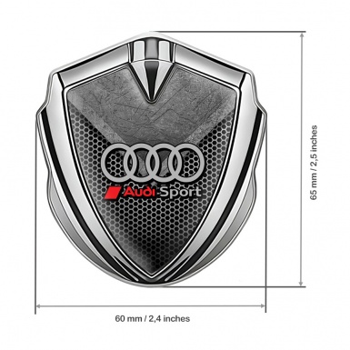 Audi Fender Emblem Badge Silver Scratched Stone Honeycomb Design