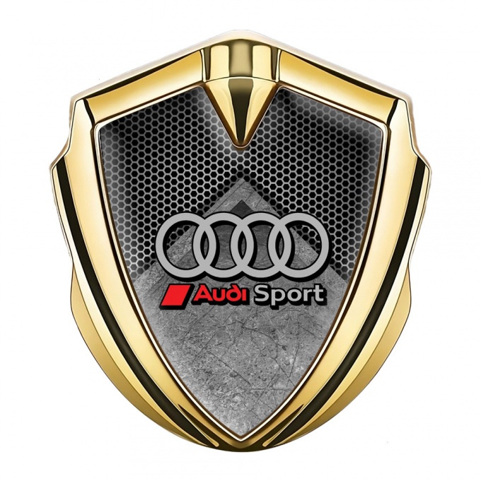 Audi Emblem Trunk Badge Gold Reverse Hex Base Sport Logo