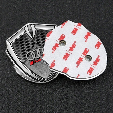 Audi Emblem Trunk Badge Silver Reverse Hex Base Sport Logo