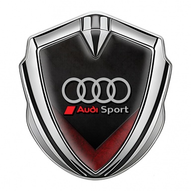 Audi Emblem Self Adhesive Silver Dark Strokes Red Fin Edition