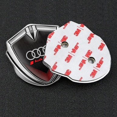 Audi Emblem Self Adhesive Silver Dark Strokes Red Fin Edition