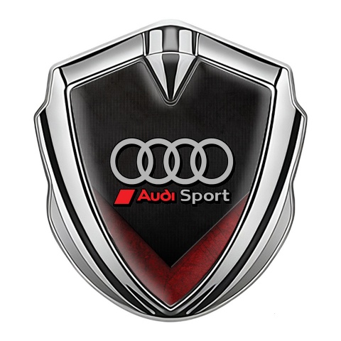 Audi Emblem Self Adhesive Silver Dark Strokes Red Fin Edition