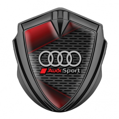 Audi Bodyside Domed Emblem Graphite Metal Grate Sport Logo Red Motif