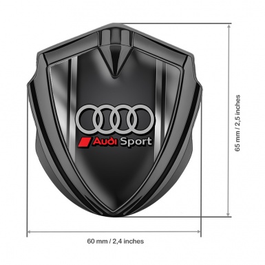 Audi Metal Emblem Self Adhesive Graphite Metal Frame Sport Grey Rings