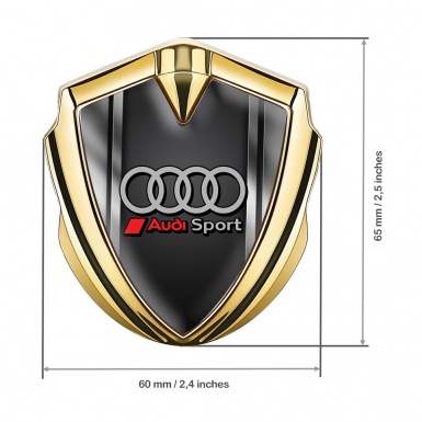 Audi Metal Emblem Self Adhesive Gold Metal Frame Sport Grey Rings