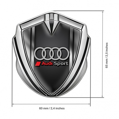 Audi Metal Emblem Self Adhesive Silver Metal Frame Sport Grey Rings