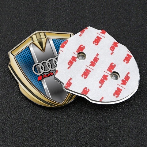 Audi Bodyside Badge Self Adhesive Gold Sapphire Blue Sport Rings