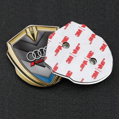 Audi Emblem Badge Self Adhesive Gold Strike Elements Sport Racing