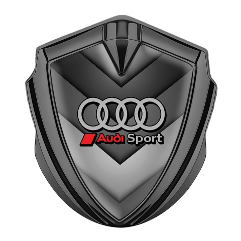Audi Emblem Fender Badge Graphite Greyscale Arrows Red Sport Edition