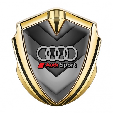 Audi Emblem Fender Badge Gold Greyscale Arrows Red Sport Edition