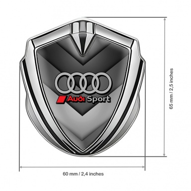 Audi Emblem Fender Badge Silver Greyscale Arrows Red Sport Edition