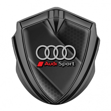 Audi Fender Emblem Badge Graphite Transparent Hex Racing Sport