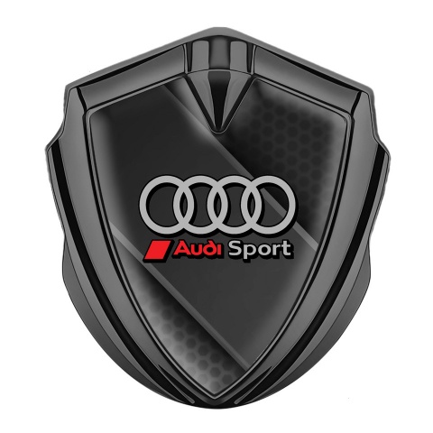 Audi Fender Emblem Badge Graphite Transparent Hex Racing Sport