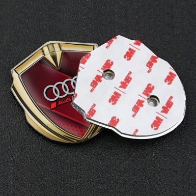 Audi Emblem Trunk Badge Gold Red Line Sport Rings Logo Design