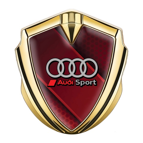Audi Emblem Trunk Badge Gold Red Line Sport Rings Logo Design