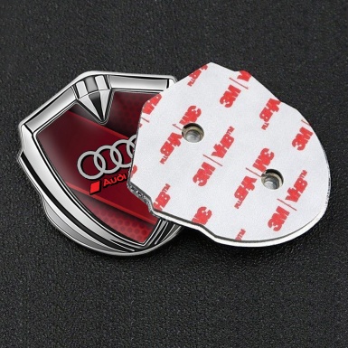 Audi Emblem Trunk Badge Silver Red Line Sport Rings Logo Design