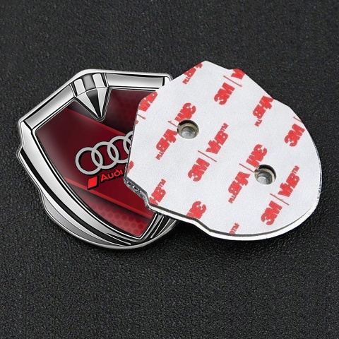 Audi Emblem Trunk Badge Silver Red Line Sport Rings Logo Design