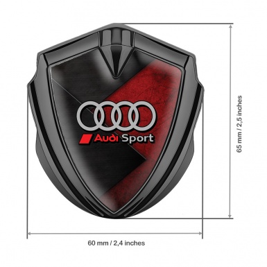 Audi Bodyside Emblem Badge Graphite Red Stone Surface Sport Rings