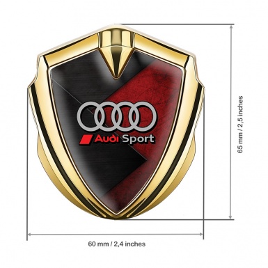 Audi Bodyside Emblem Badge Gold Red Stone Surface Sport Rings