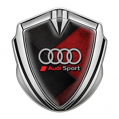 Audi Bodyside Emblem Badge Silver Red Stone Surface Sport Rings