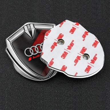 Audi Bodyside Emblem Badge Silver Red Stone Surface Sport Rings