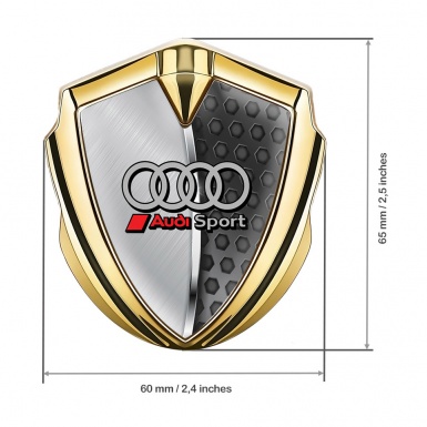 Audi Trunk Emblem Badge Gold Brushed Half Plate Sport Red Logo