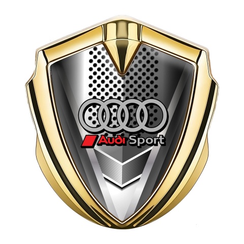 Audi Bodyside Domed Emblem Gold Front Grille Grey Classic Rings