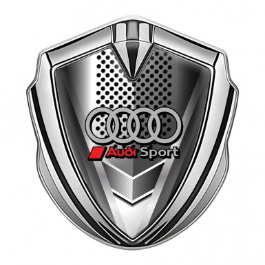 Audi Bodyside Domed Emblem Silver Front Grille Grey Classic Rings