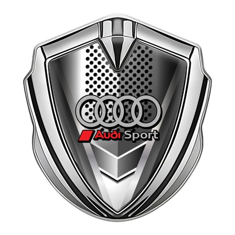 Audi Bodyside Domed Emblem Silver Front Grille Grey Classic Rings