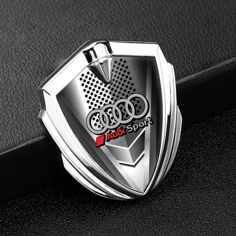 Audi Bodyside Domed Emblem Silver Front Grille Grey Classic Rings