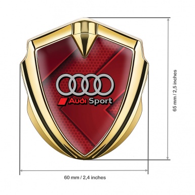 Audi Emblem Car Badge Gold Red Arrow Grey Rings Edition