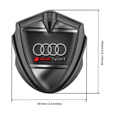Audi Bodyside Emblem Self Adhesive Graphite Metallic Frames Grey Rings