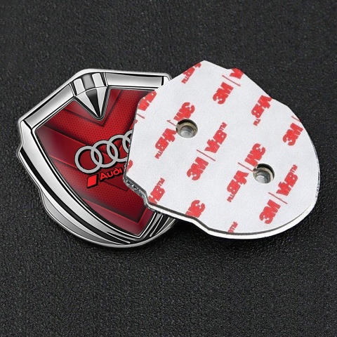 Audi Metal Emblem Self Adhesive Silver Vertical Pattern Sport Logo