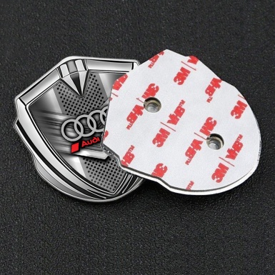 Audi Metal 3D Domed Emblem Silver Front Grille Sport Rings Logo