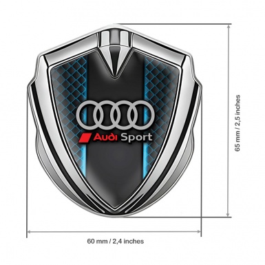 Audi Emblem Badge Self Adhesive Silver Blue Cells Effect Grey Rings