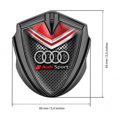 Audi Fender Emblem Badge Graphite Perforated Metal Red Crest