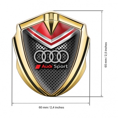 Audi Fender Emblem Badge Gold Perforated Metal Red Crest