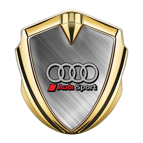 Audi Trunk Emblem Badge Gold Brushed Steel Sport Red Logo