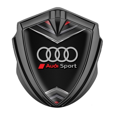 Audi Emblem Car Badge Graphite Fine Mesh Chrome Elements Sport Logo